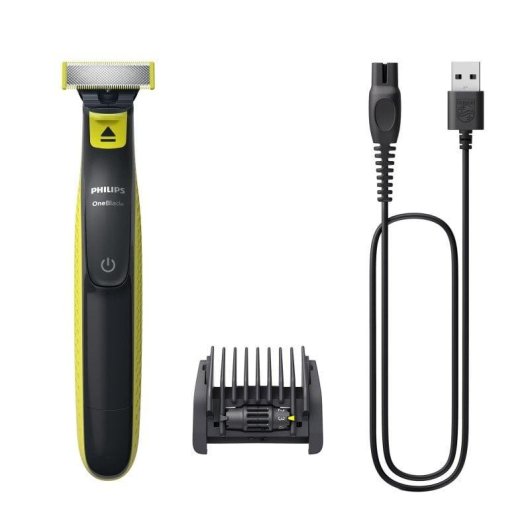 Aparador de Barba Facial Philips Norelco OneBlade QP2724/20 Recarregável 45min Seco e Molhado 1 Pente Lâmina 360°