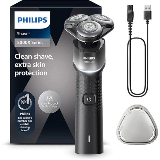 Máquina de Barbear Facial Philips X5004 Recarregável 50min Seco e a Húmido 3 Lâminas Cabeça 360° Carregamento Rápido
