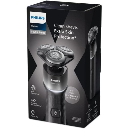 Máquina de Barbear Facial Philips X5004 Recarregável 50min Seco e a Húmido 3 Lâminas Cabeça 360° Carregamento Rápido