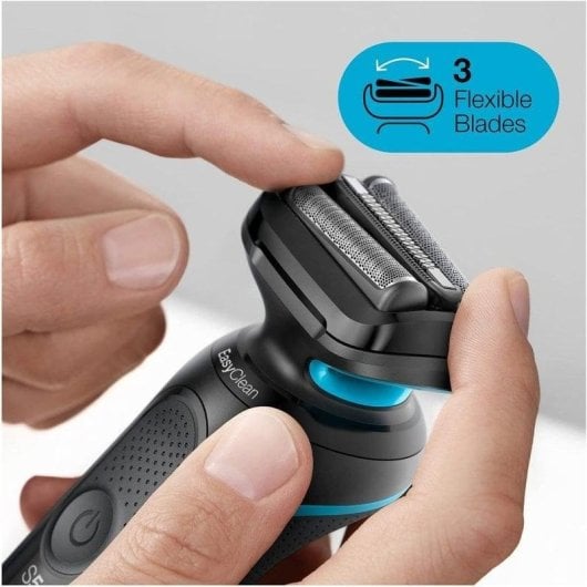 Rasoir pour Visage Braun Series 5 51B4650CSBLU Sans Fil 50min Sec et Mouillé 3 Lames Flexibles