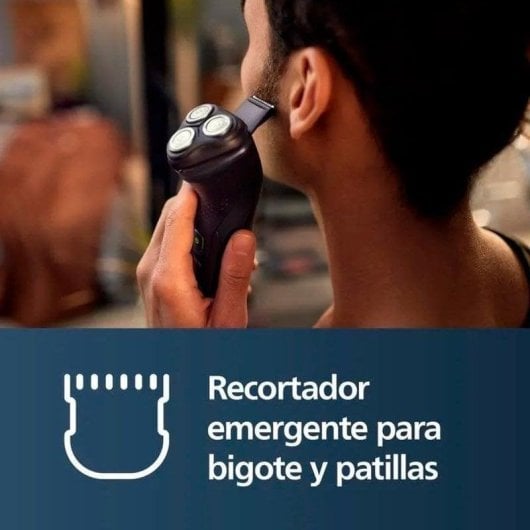 Máquina de Barbear Facial Philips X3021/00 Recarregável 40min Seco e a Húmido 3 Lâminas Cabeças Flexíveis