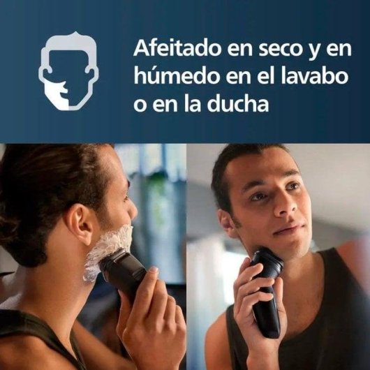 Máquina de Barbear Facial Philips X3021/00 Recarregável 40min Seco e a Húmido 3 Lâminas Cabeças Flexíveis