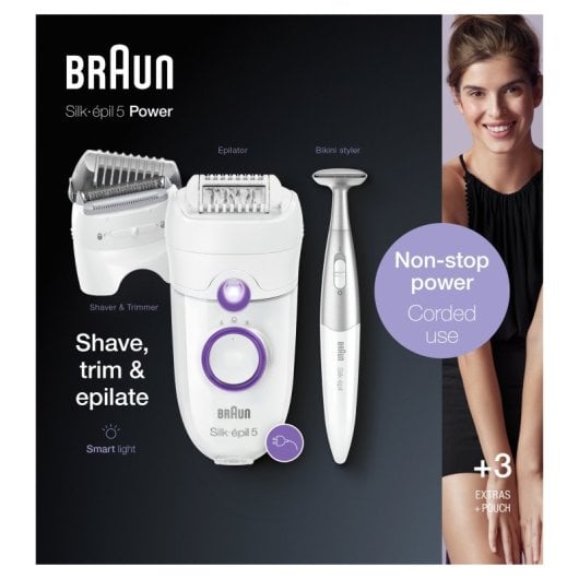 Braun Silk Epil 5-825 Depiladora Power 28 pinzas Blanco/Morado