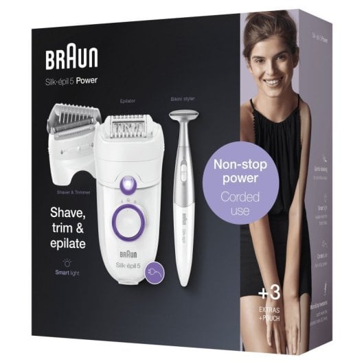 Braun Silk Epil 5-825 Depiladora Power 28 pinzas Blanco/Morado