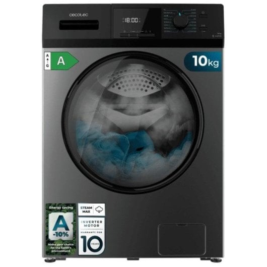Lavadora Cecotec Bolero DressCode 10410 Carga Frontal 9Kg 1400rpm A Acero Inverter Vapor