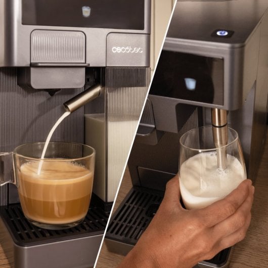 Cecotec FreeStyle Latte Máquina de Café Expresso Depósito De Leite Compacto 4 Em 1 Apta para Café Moído Cinzenta