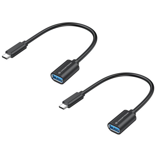 Conceptronic ABBY11B Adaptador USB-C a USB-A 3.2 Gen 1 OTG 20cm Negro Pack 2 Unidades