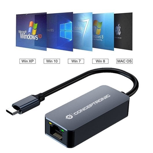 Conceptronic ABBY12GC Adaptador de Red USB-C a RJ-45 2.5GbE Wake-on-LAN Gris
