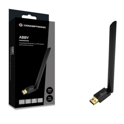 Conceptronic Adaptador USB Bluetooth 5.3 Largo Alcance Antena Externa Negro