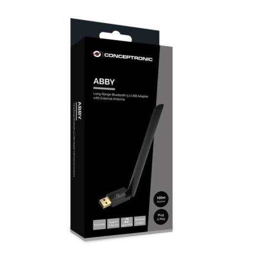 Conceptronic Adaptador USB Bluetooth 5.3 Largo Alcance Antena Externa Negro