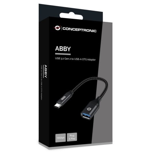 Conceptronic ABBY18B OTG-Adapter USB-C auf USB-A 3.2 Gen 2 10Gbps Schwarz