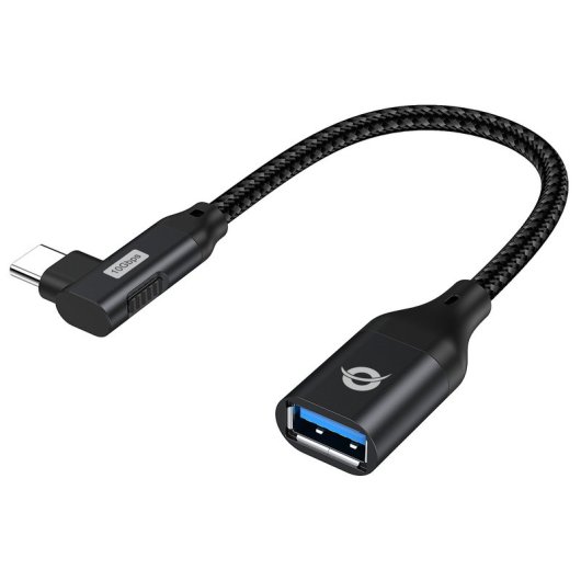 Conceptronic ABBY19B Ataptador OTG USB-C en Ángulo de 90º a USB 3.2 Gen 2 10Gbps Negro