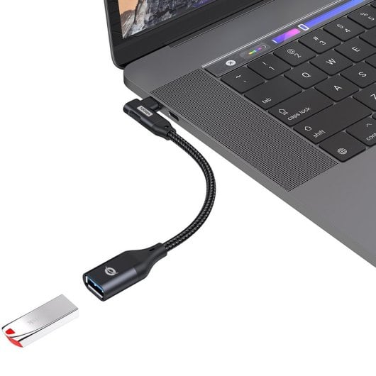 Conceptronic ABBY19B Ataptador OTG USB-C en Ángulo de 90º a USB 3.2 Gen 2 10Gbps Negro