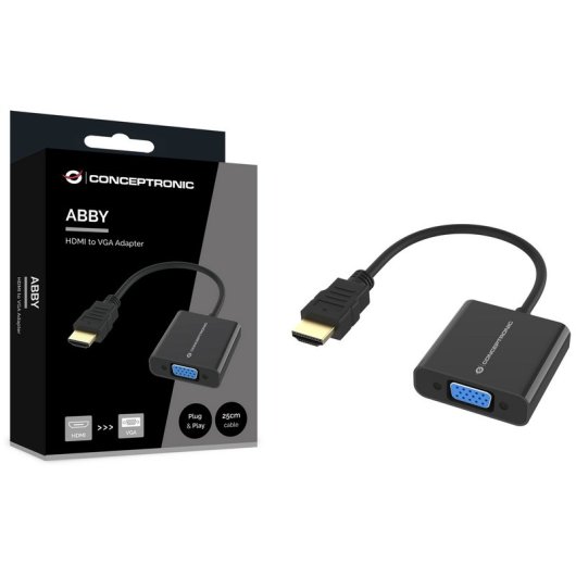 Conceptronic ABBY20B Adaptador HDMI a VGA 1080P 25cm Negro
