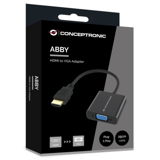 Conceptronic ABBY20B Adaptador HDMI a VGA 1080P 25cm Negro