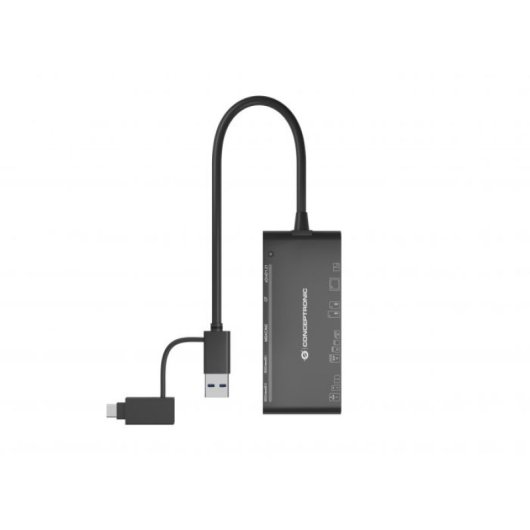 Conceptronic BIAN03B 7 En 1 Lector De Tarjetas USB 3.0/USB-C Para SD x 2, TF/MicroSD, MMC, MS, M2, CF, xD