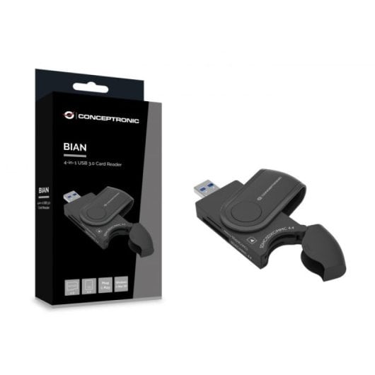 Conceptronic BIAN04B 4-in-1 USB 3.0 Kartenleser für SD x 2/ TF/ MicroSD x 2/USH-I