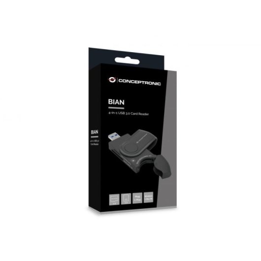 Conceptronic BIAN04B 4-in-1 USB 3.0 Kartenleser für SD x 2/ TF/ MicroSD x 2/USH-I