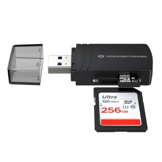 Lector de Tarjetas USB 3.0 Conceptronic BIAN06B SD/TF 4.0 UHS-II