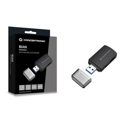 Lector de Tarjetas USB 3.0 Conceptronic BIAN06B SD/TF 4.0 UHS-II