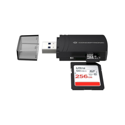 Lector de Tarjetas USB 3.0 Conceptronic BIAN06B SD/TF 4.0 UHS-II