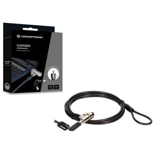 Conceptronic Candado con Llave para Portátil Ranura de Seguridad Estándar 1.8m Negro