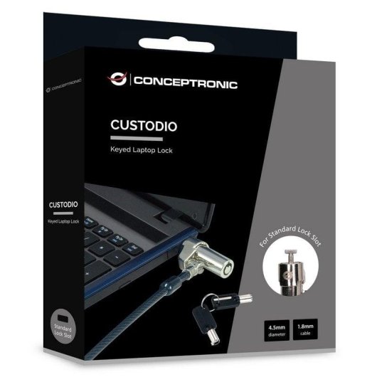 Lucchetto con Chiave per Portatile Conceptronic 1,8 m Nero