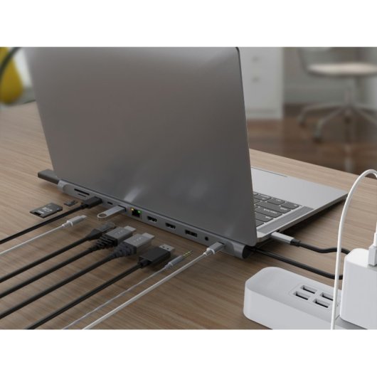 Conceptronic DONN17G Docking 12 En 1 USB-C Para 100W USB PD/ Gigabit LAN/ 2xHDMI/ USB-C/DisplayPort SD/ 2xUSB 3.0/ TF y 