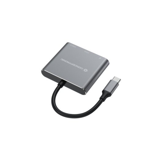 Conceptronic DONN18G HUB 3 En 1 USB-C Para HDMI, USB 3.0, 100W USB PD Gris