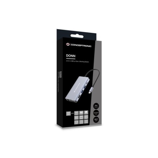 Docking Station USB-C 10 in 1 Conceptronic 100W PD HDMI VGA Ethernet