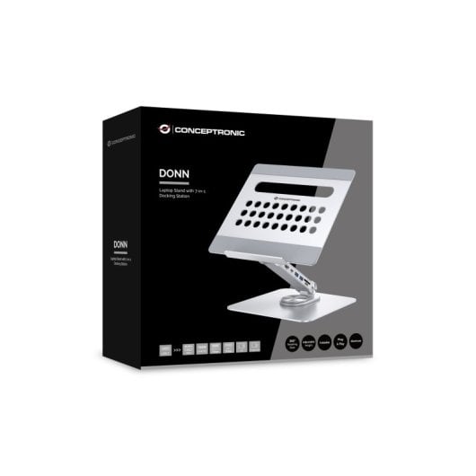 Conceptronic Soporte Portátil Docking USB-C 7 En 1 100W USD PD/HDMI/USB-Ax2/SD/USB-C/TF/Micro SD Base Giratoria 360° Ino