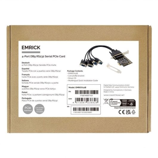 Conceptronic Tarjeta PCIe Serie de 4 Puertos DB9 RS232