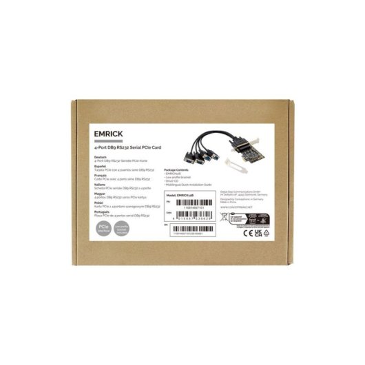 Scheda PCIe Conceptronic EMRICK12B 4 Porte Seriali RS232 DB9 256B FIFO