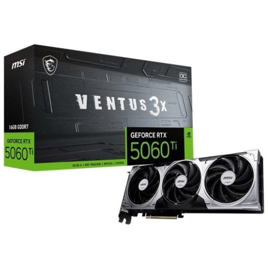 Tarjeta Gráfica MSI GeForce RTX 5060 Ti VENTUS 3X OC 16GB GDDR7 Reflex 2 RTX AI DLSS4