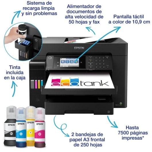 Epson EcoTank ET-16655 Impresora Multifunción Color WiFi A3+ Depósitos de Tinta Dúplex Fax