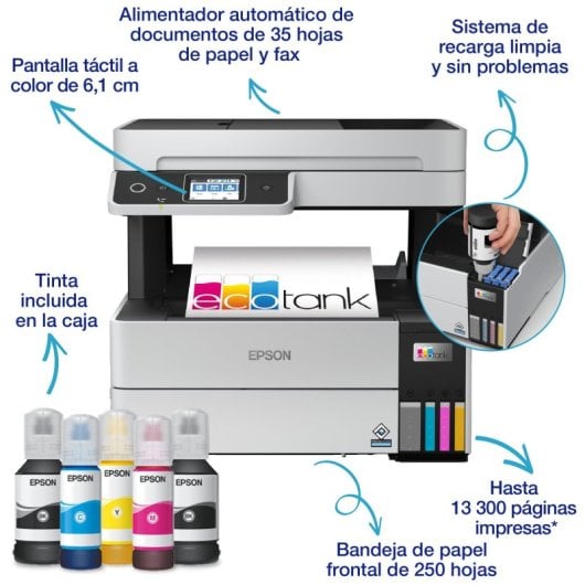 Epson EcoTank ET-5185 Impresora Multifunción Color WiFi A4 Depósitos de Tinta Dúplex Fax