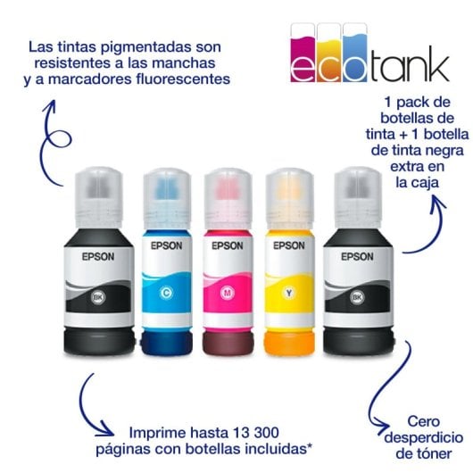 Epson EcoTank ET-5185 Impresora Multifunción Color WiFi A4 Depósitos de Tinta Dúplex Fax
