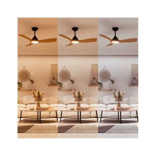 Ventilatore da soffitto dimmerabile Philips OLAS LED 42″ con telecomando, nero/legno, silenzioso