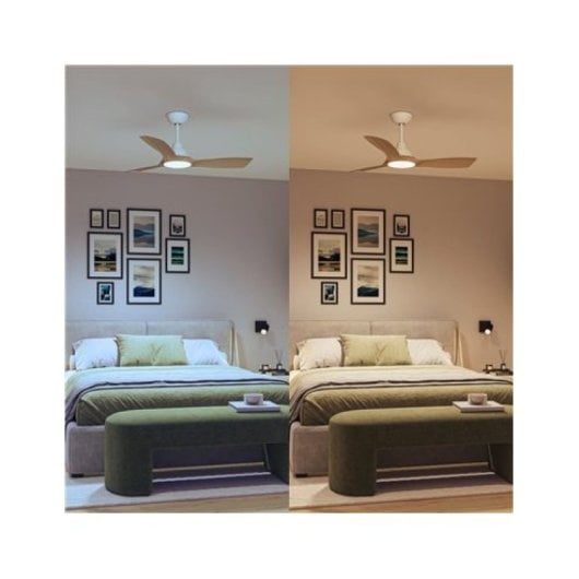 Ventilateur de plafond LED Philips 132 cm Blanc/Bois 2650 lm Télécommande