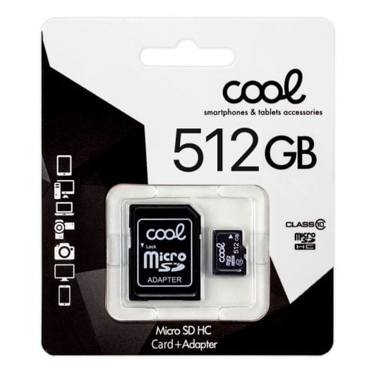 Cool Tarjeta Memoria MicroSD con Adaptador UHS-I 512GB Clase 10