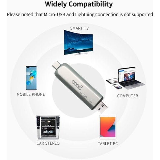 Cool Pen Drive USB 3.0 512GB Tipo-C / USB (2 en 1) Plata
