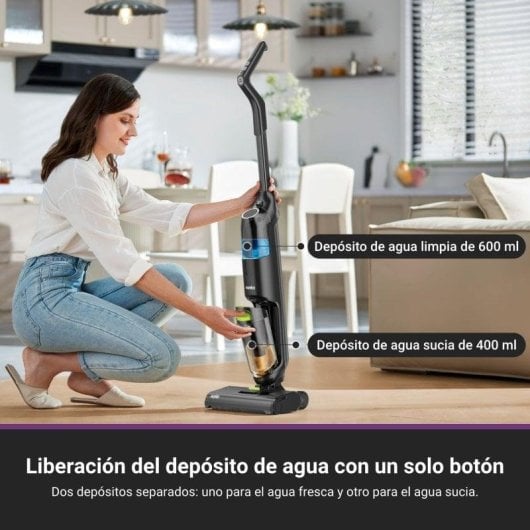 Aspirateur sans Fil Laveur Eureka NEW400 120W 30min Réservoir 0,6L/0,4L Noir