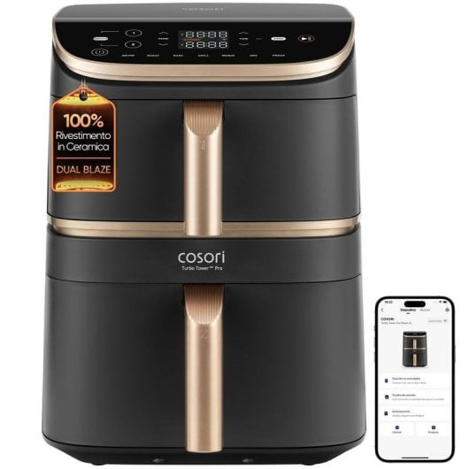 Fritadeira de Ar Cosori Turbo Tower Pro Smart Chef Edition 10,8L 2630W WiFi cerâmica