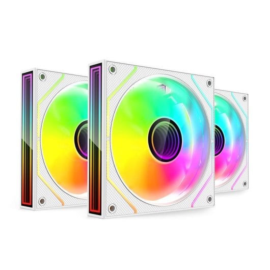 Kit Mars Gaming MF-3DPROKIT, 3 ventilateurs PWM FDB 120 mm Argb Infinity Mirror Hub, blanc