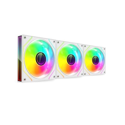 Kit Mars Gaming MF-3DPROKIT, 3 ventilateurs PWM FDB 120 mm Argb Infinity Mirror Hub, blanc