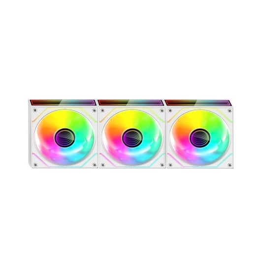 Kit Mars Gaming MF-3DPROKIT, 3 ventilateurs PWM FDB 120 mm Argb Infinity Mirror Hub, blanc