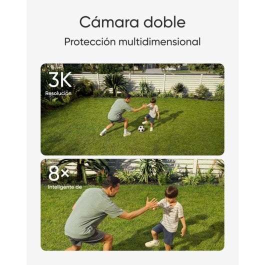 Caméra de sécurité Eufy E340 avec projecteur filaire, panoramique et inclinaison à 360°, enregistrement 24h/24 et 7j/7, double caméra