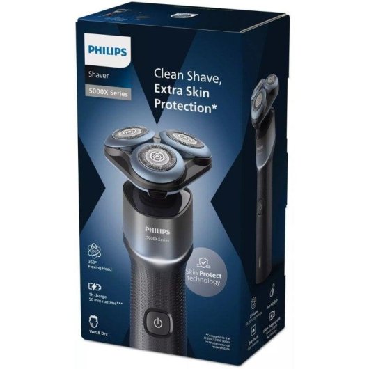 Rasoir pour Visage Philips Shaver 5000X X5006/00 Sans Fil 50min Sec et Humide 3 Têtes Charge Rapide