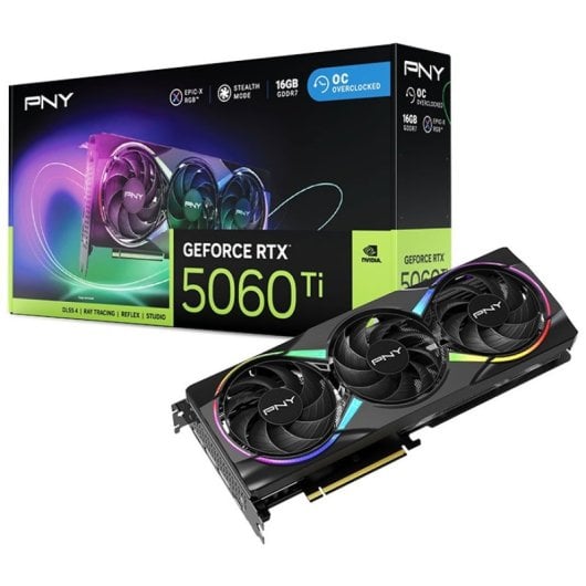 PNY GeForce RTX 5060 Ti EPIC-X RGB Overclocked Triple Fan 16GB GDDR7 Reflex 2 RTX AI DLSS4