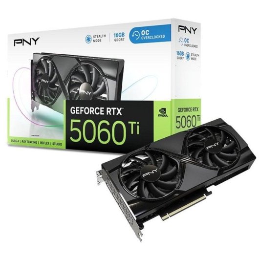 Placa gráfica PNY GeForce RTX 5060 Ti Overclocked 16GB GDDR7 Reflex 2 RTX AI DLSS4